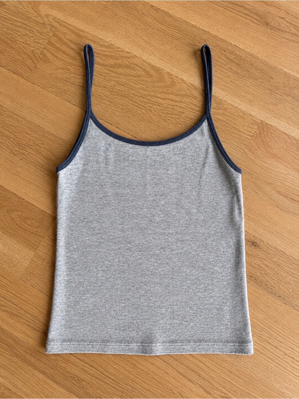 NWOT Brandy Melville Gray Navy Contrast Trim Ribbed Tank Top
